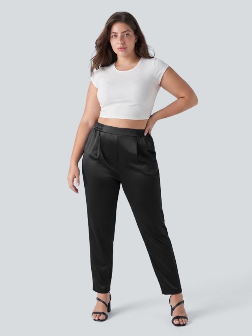 NWOT Halara High Waisted Satin Work Plus Size Tapered Pants with Pockets 2X I62